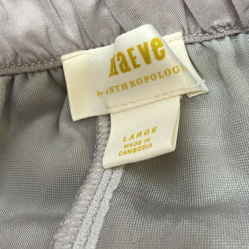 MAEVE BY ANTHROPOLOGIE ANASTACIA VELVET WIDE LEG PANTS IN SILVER - Picture 8 of 9